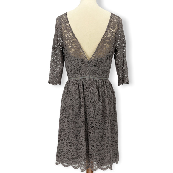 Jenny Yoo Dress Womens 12 Gray Marquis Lace A Line Formal Cocktail Ladies - Picture 6 of 11